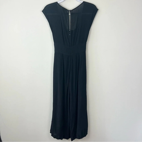 by Anthropologie Abbey Textured Wide Leg Cropped Belted Stretch Jumpsuit - Picture 4 of 7